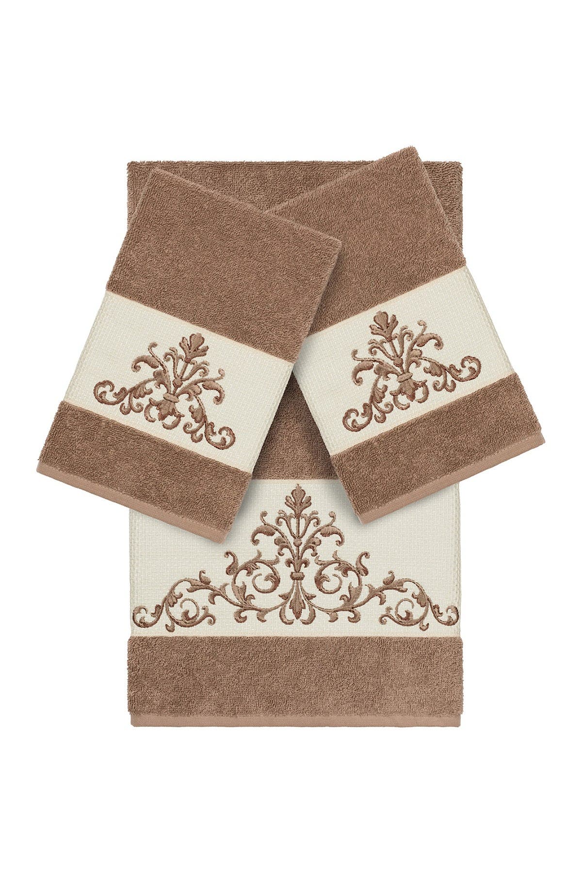 Linum Home Textiles Scarlet 3Pc Embellished Towel Set Cream Linum Home Textiles Scarlet 3Pc Embellished Towel Set Cream